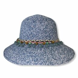 női szalma kalap kék