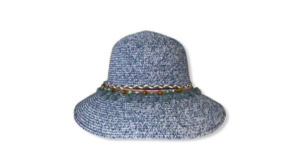 női szalma kalap kék