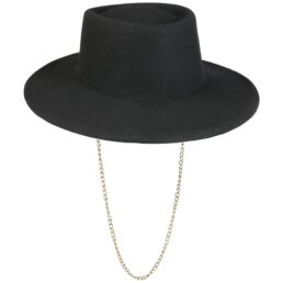 Mayser női fekete gyapjú kalap arany lánccal