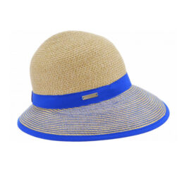 női szalma kalap kék-len
