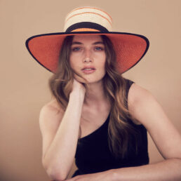 seeberger női szalma kalap narancs-bézs